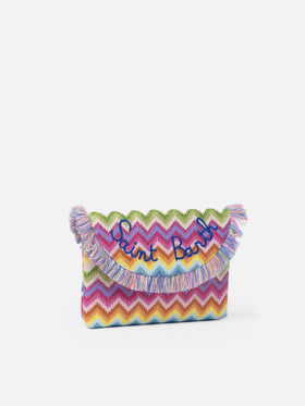 Straw pochette with fruit charms