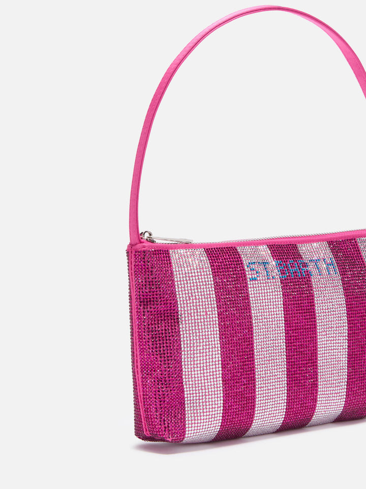 Mini-Tasche Strassy mit rosa und silbernen Strasssteinen