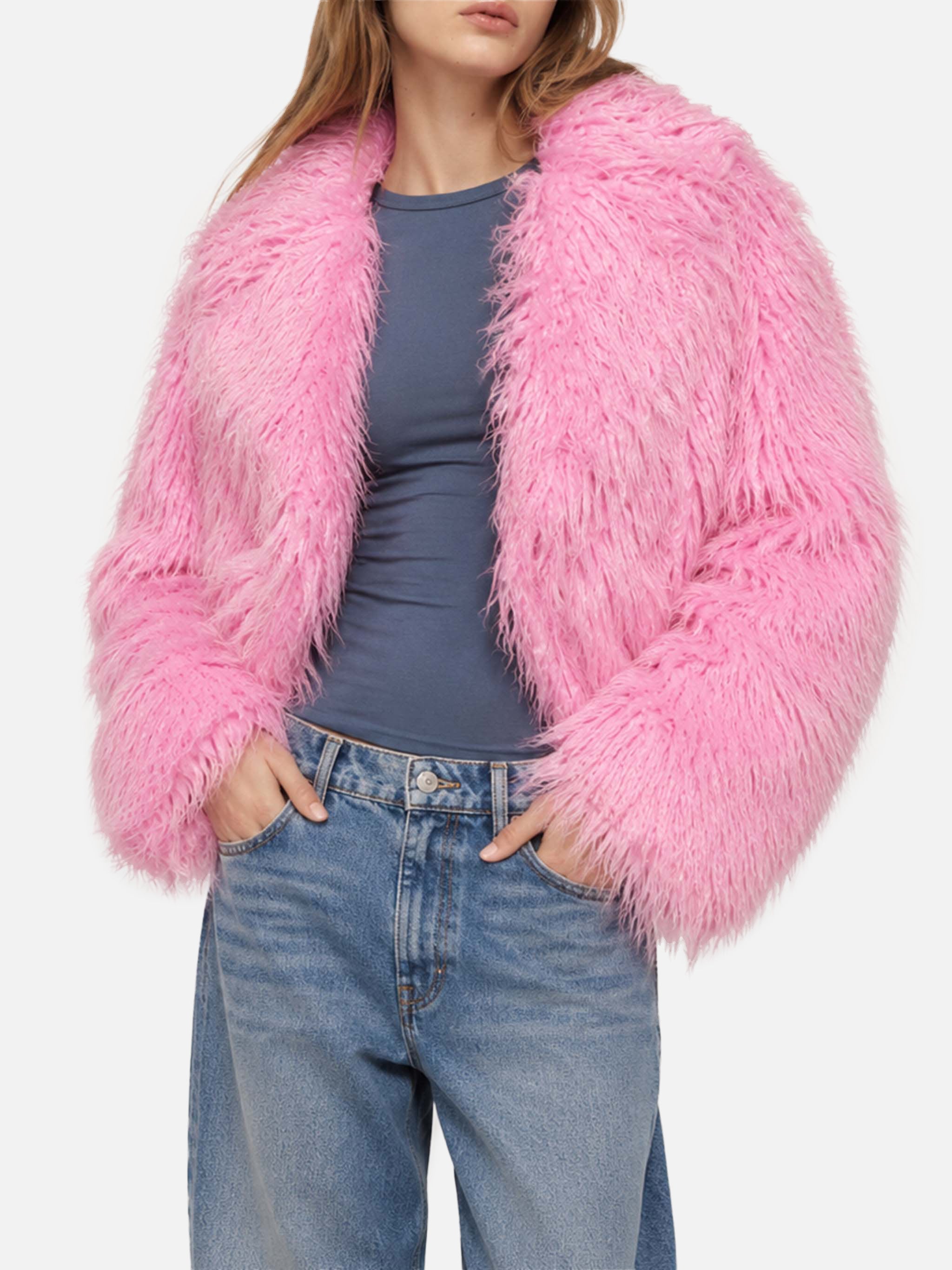 Pink furry short jacket Sully – MC2 Saint Barth