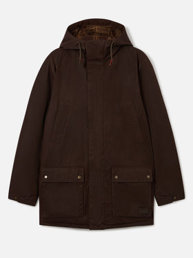 Brauner gewachster Sven-Parka mit Tartanfutter 