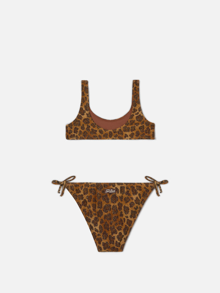 Taffy girls lurex leopard bikini with bralette top