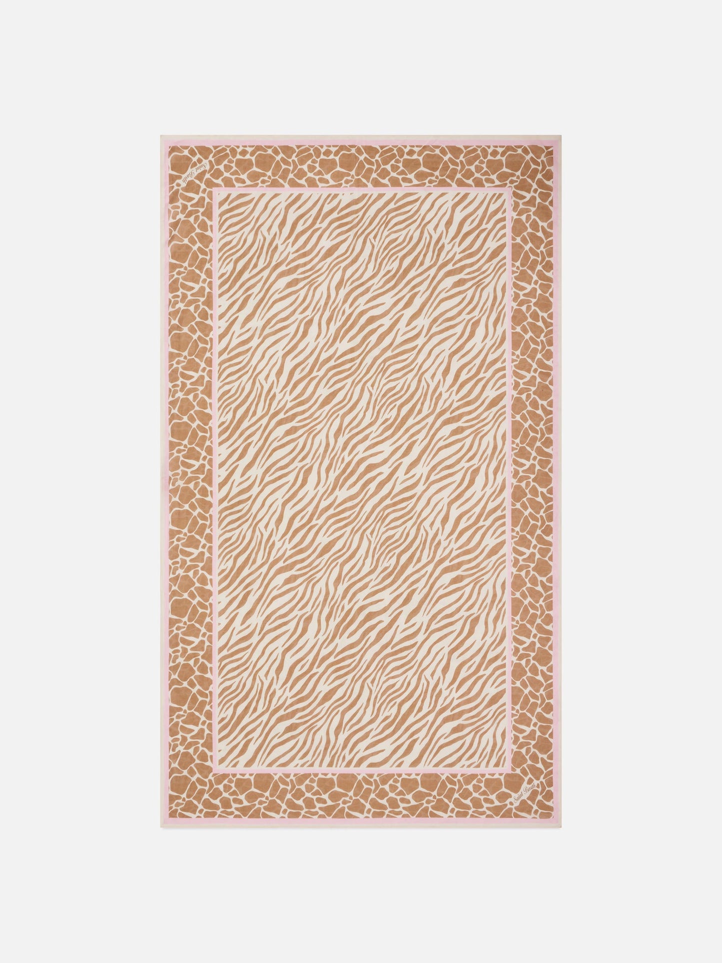 Pareo lungo Thaiti misto seta con stampa animalier zebrata marrone