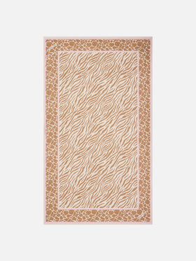 Pareo lungo Thaiti misto seta con stampa animalier zebrata marrone
