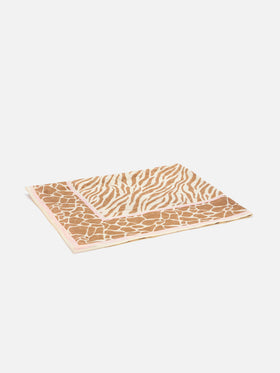 Pareo lungo Thaiti misto seta con stampa animalier zebrata marrone