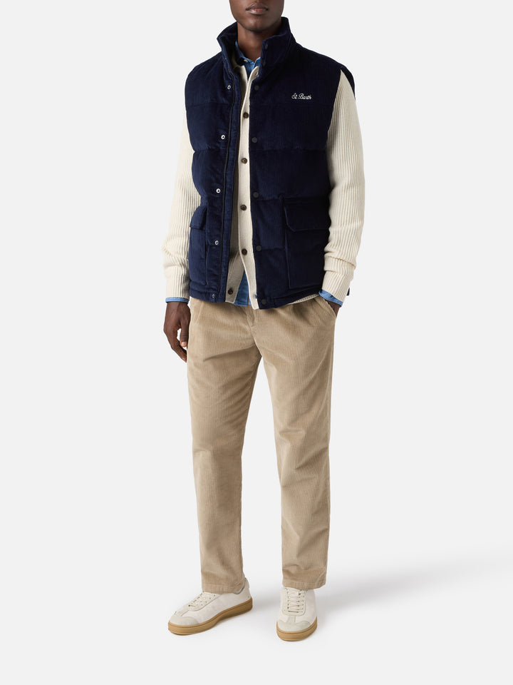 Down padded vest Thunder with in navy blue corduroy