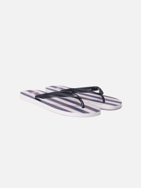 Infradito Tommy slip-on in gomma con righe larghe blu e bianche