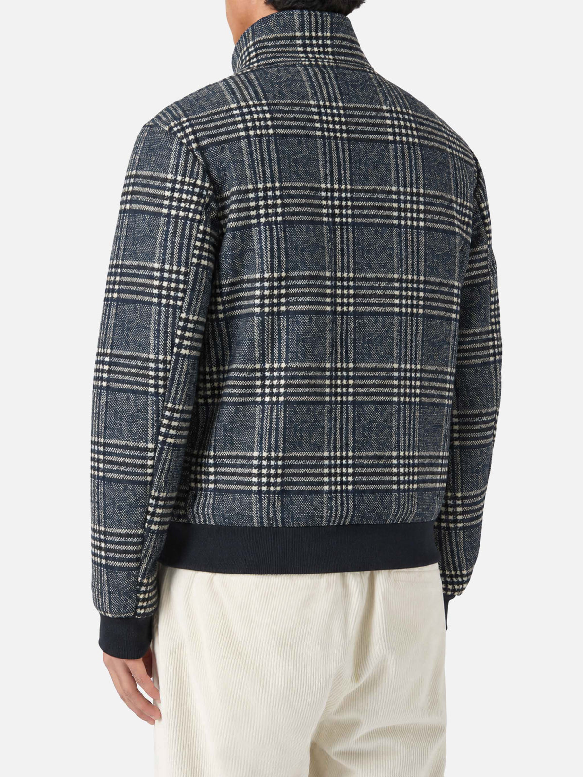 Navy blue Traveler bomber jacket in Prince of Wales check