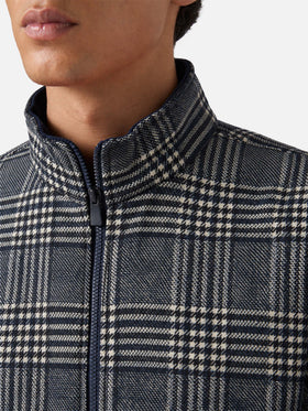 Navy blue Traveler bomber jacket in Prince of Wales check