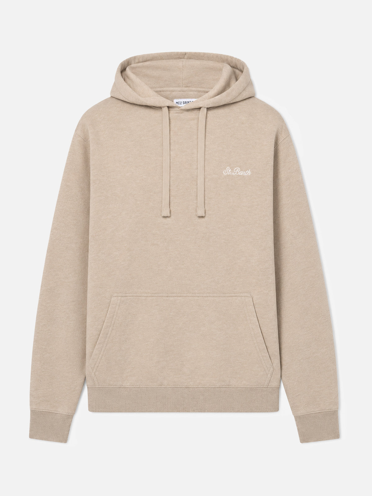 Beige melange Tribeca hoodie with logo embroidery