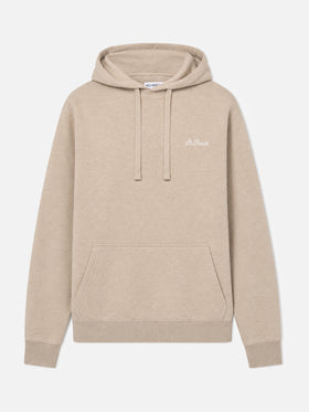 Beige melange Tribeca hoodie with logo embroidery