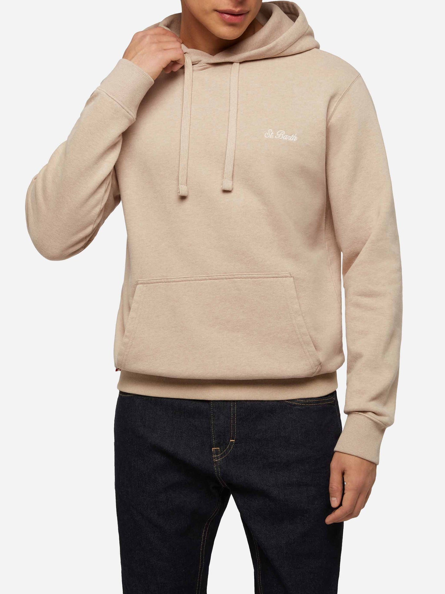 Melange-Beige-Sweatshirt Tribeca mit St. Barth-Stickerei