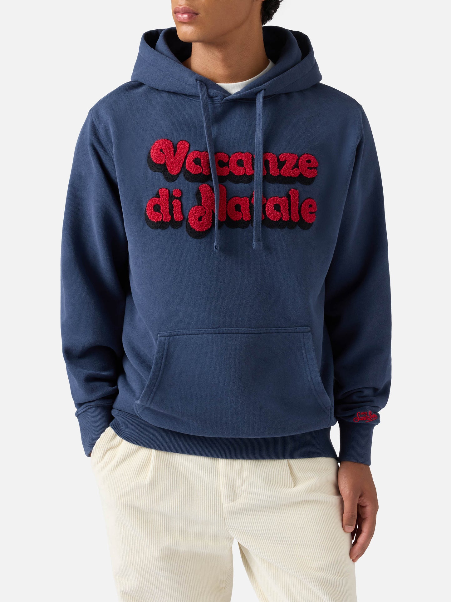 Felpa Tribeca in cotone blu con cappuccio e ricamo Vacanze di Natale | VACANZE DI NATALE SPECIAL EDITION