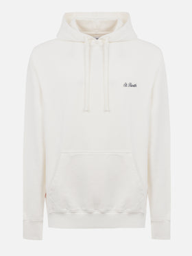 Cremefarbenes Herren-Sweatshirt Tribeca mit St. Barth-Stickerei