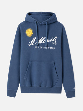 Blauer Tribeca Hoodie aus Baumwolle mit St. Moritz-Print | ST. MORITZ TOP OF THE WORLD 