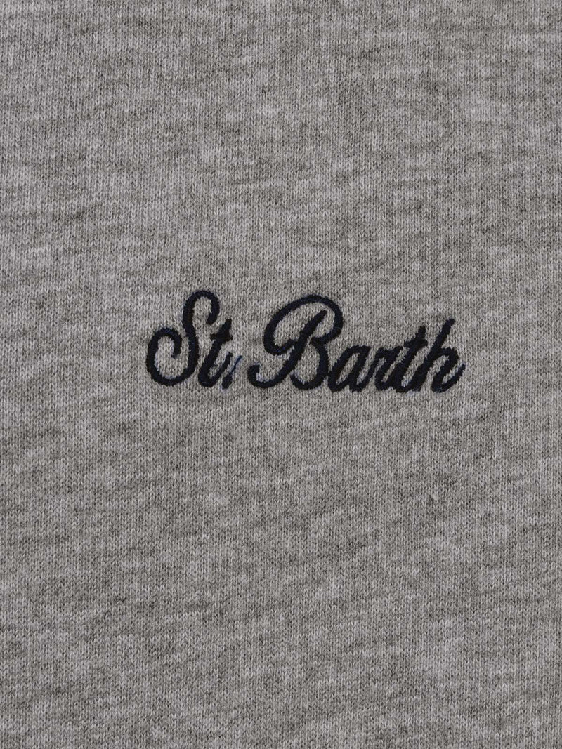 Man mélange grey sweatshirt Tribeca with St. Barth embroidery