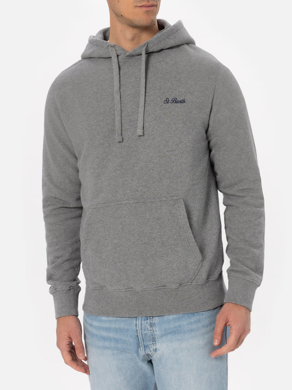 Man mélange grey sweatshirt Tribeca with St. Barth embroidery