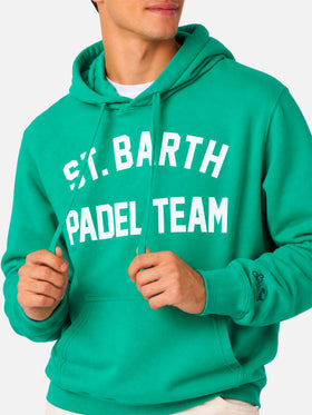 Felpa con cappuccio Tribeca verde in cotone con stampa St. Barth Padel Team