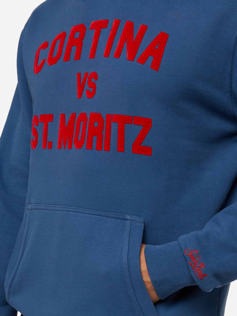 Cotton fleece sweatshirt Tribeca with Cortina vs St. Moritz print