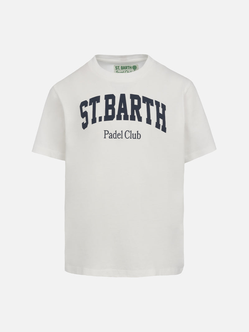 T-shirt da bambino in cotone con scrittaSt. Stampa del club di padel Barth