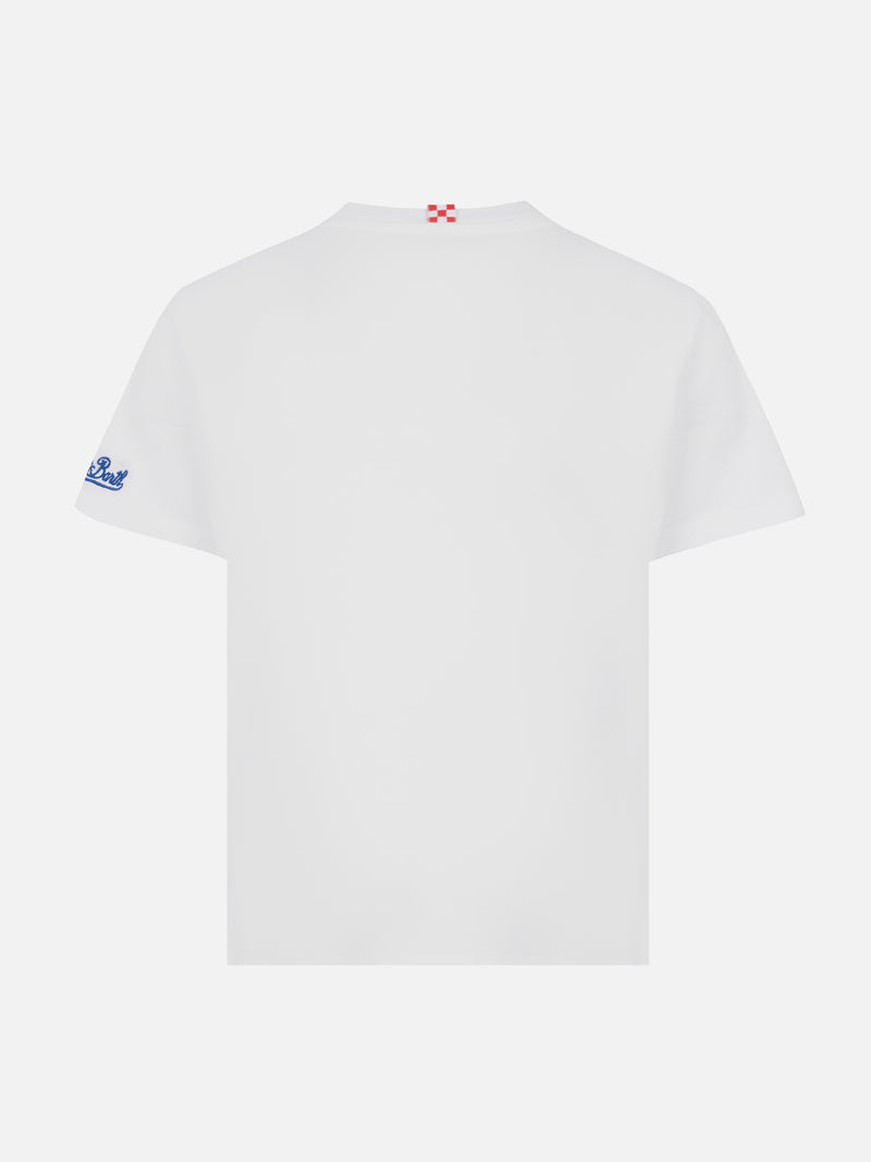 Cotton t-shirt with Run of with me embroidery