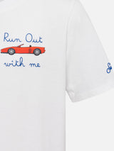 Cotton t-shirt with Run of with me embroidery