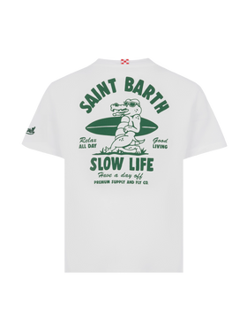 Baumwoll-T-Shirt mit Saint Barth Relaxed Life-Print