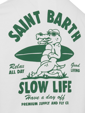 Baumwoll-T-Shirt mit Saint Barth Relaxed Life-Print