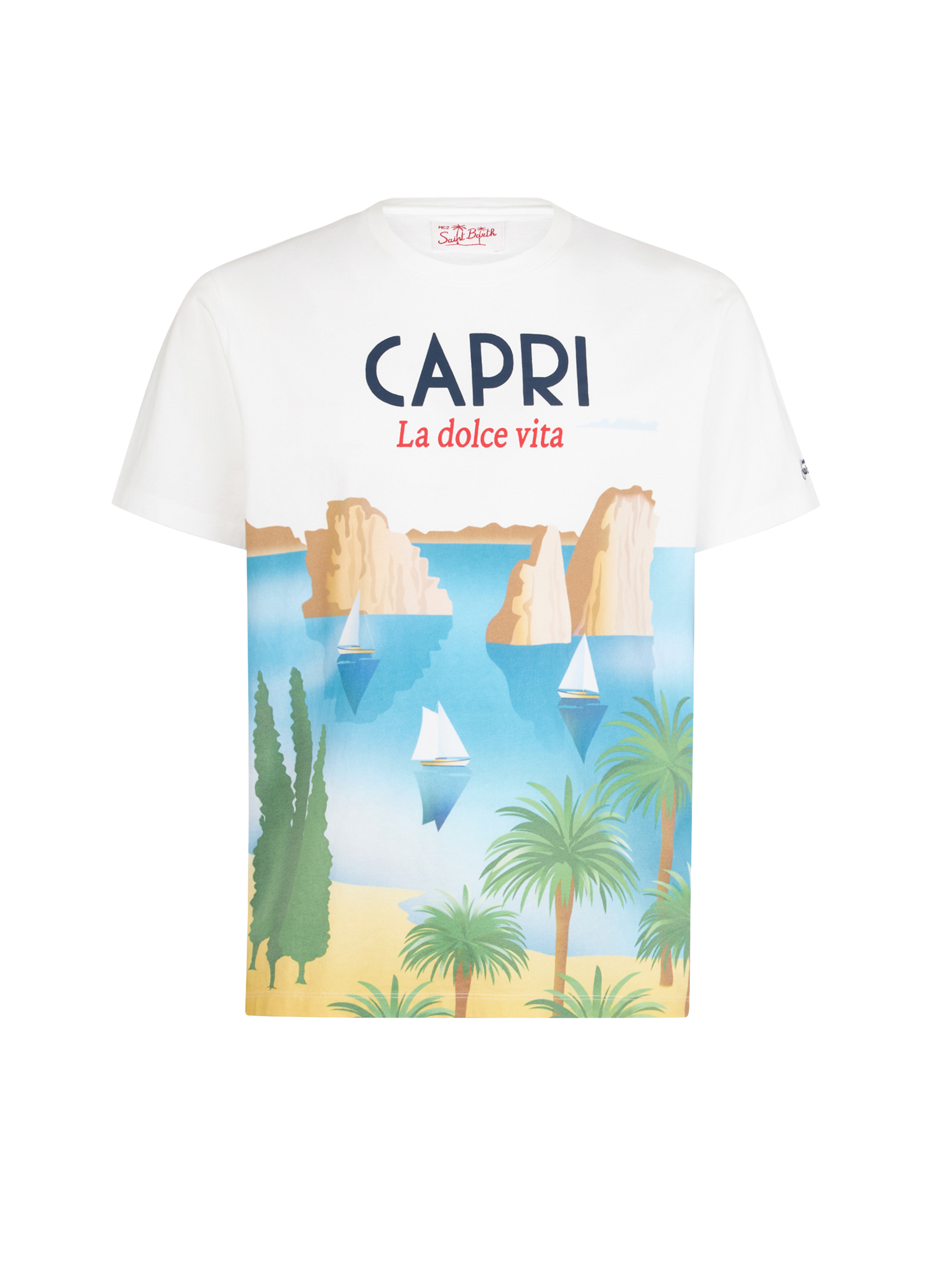 Boy cotton t-shirt with Capri postcard print - MC2 Saint Barth