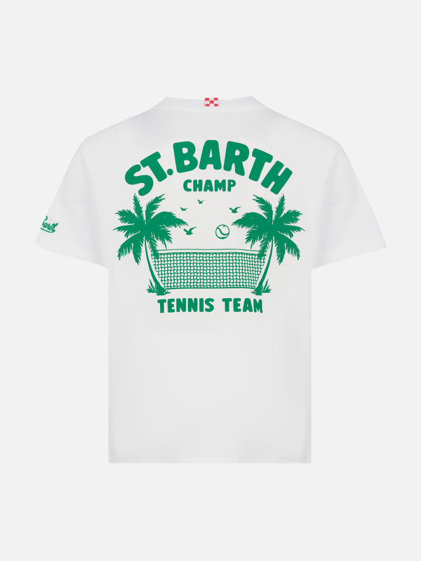 Cotton t-shirt with Saint Barth tennis team print