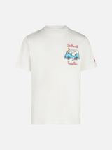 T-shirt da bambino in cotone con stampa Snoopy e ricamo St. Barth Traveller | EDIZIONE SPECIALE SNOOPY PEANUTS