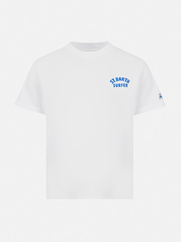 T-shirt in cotone con stampa St. Barth surfer