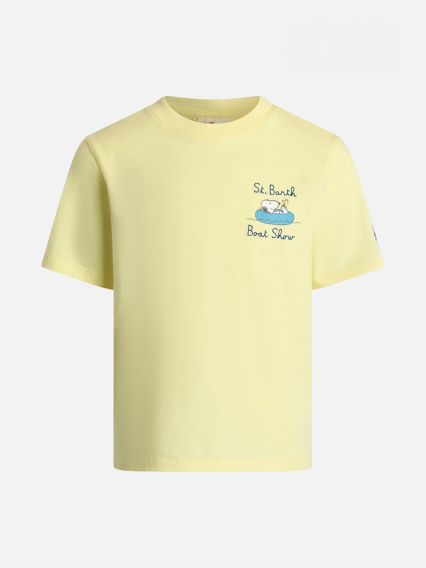 T-shirt da bambino in cotone con stampa Snoopy e ricamo St. Barth boat show | EDIZIONE SPECIALE SNOOPY PEANUTS