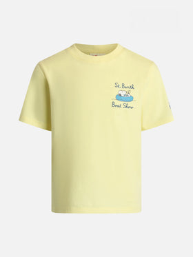 T-shirt da bambino in cotone con stampa Snoopy e ricamo St. Barth boat show | EDIZIONE SPECIALE SNOOPY PEANUTS