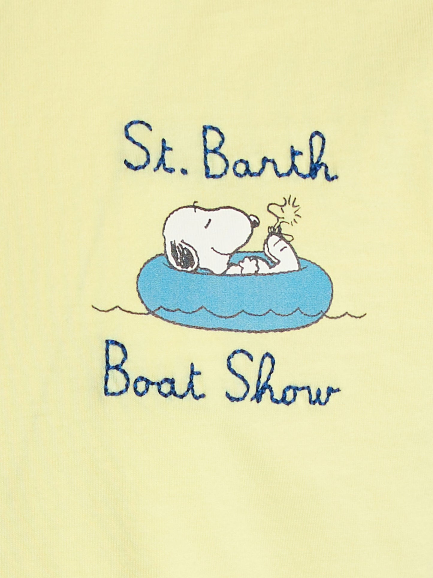 T-shirt da bambino in cotone con stampa Snoopy e ricamo St. Barth boat show | EDIZIONE SPECIALE SNOOPY PEANUTS
