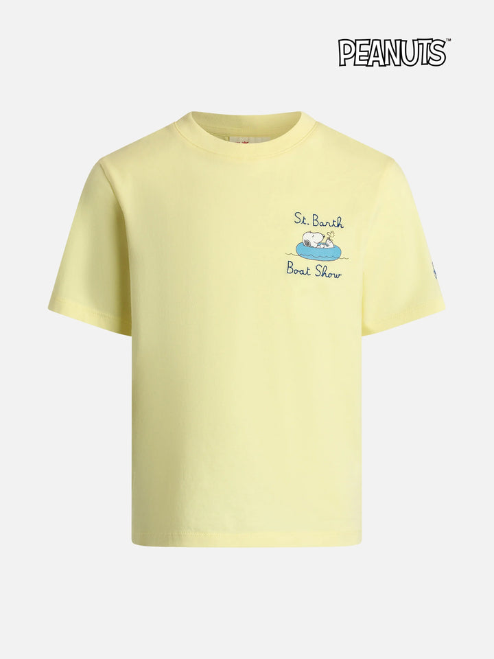 T-shirt da bambino in cotone con stampa Snoopy e ricamo St. Barth boat show | EDIZIONE SPECIALE SNOOPY PEANUTS