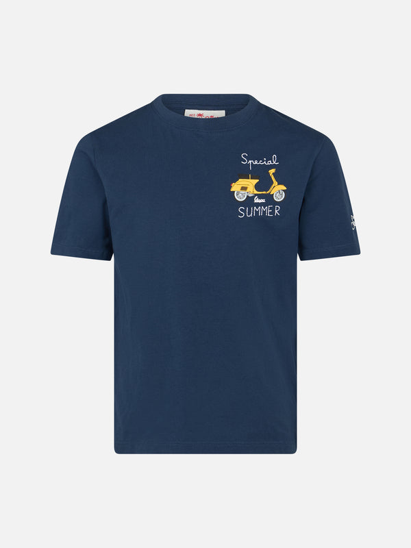 Baumwoll-T-Shirt für Jungen mit Vespa-Aufdruck und Special Summer-Stickerei | VESPA-SONDEREDITION