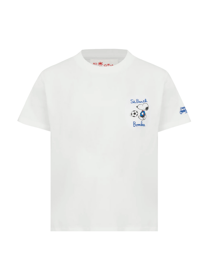 Baumwoll-T-Shirt mit St. Barth Bomber-Stickerei und Snoopy-Print | SNOOPY PEANUTS® SPECIAL EDITION