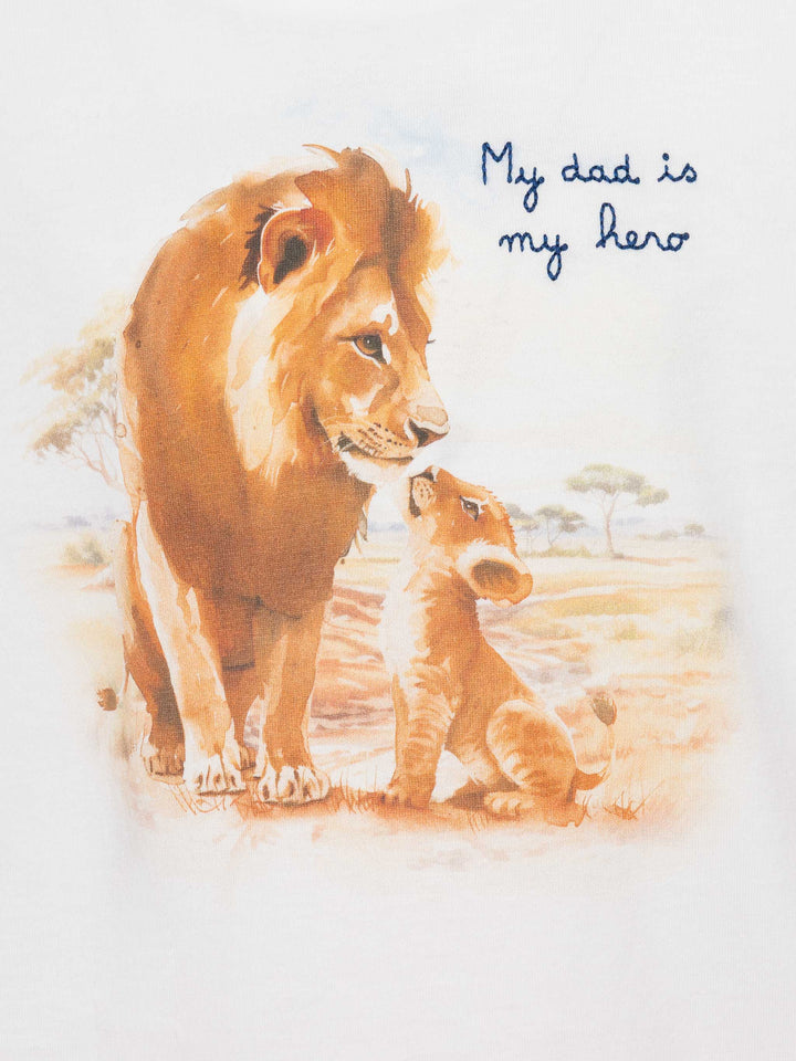 Cotton t-shirt with My Dad is my hero embroidery - MC2 Saint Barth