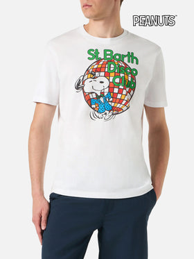 T-shirt da uomo in cotone con stampa St. Barth Disco Club e Snoopy | SNOOPY - EDIZIONE SPECIALE PEANUTS™