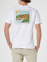 Man cotton t-shirt with Porto Cervo postcard front and back print | ALESSANDRO ENRIQUEZ SPECIAL EDITION