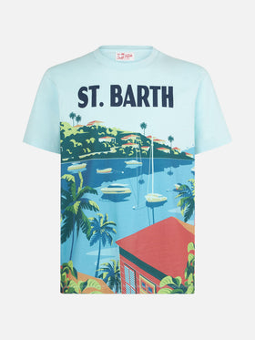 Herren-T-Shirt aus Baumwolle mit Saint-Barth-Postkartendruck