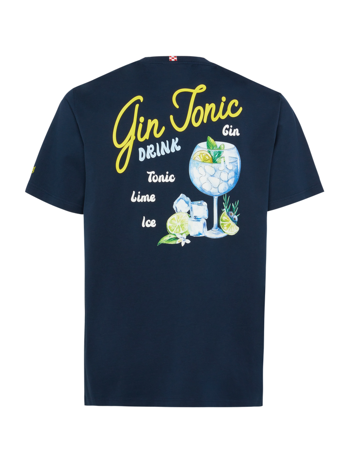T-shirt Man in cotone con piccola stampa Gin Tonic