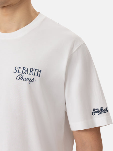Tシャツ・カットソー MC2 SAINT BARTH Men T Shirts POT0001 05257H White Man t-shirt with St. Barth habituè embroidery – MC2 Saint Barth