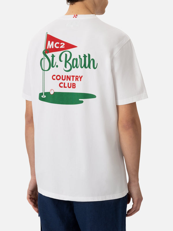 Cotton T-shirt with St. Barth country club print