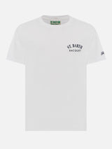 T-shirt Man in cotone organico con stampa Saint Barth Tennis Racquet