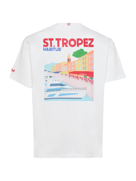 Cotton T-shirt with St. Tropez postcard print - MC2 Saint Barth