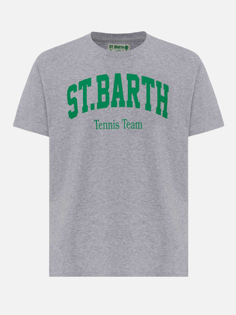 Organic cotton T-shirt with St. Barth tennis club print