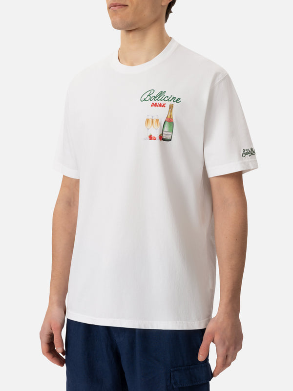 Cotton T-shirt with Bollicine drink print