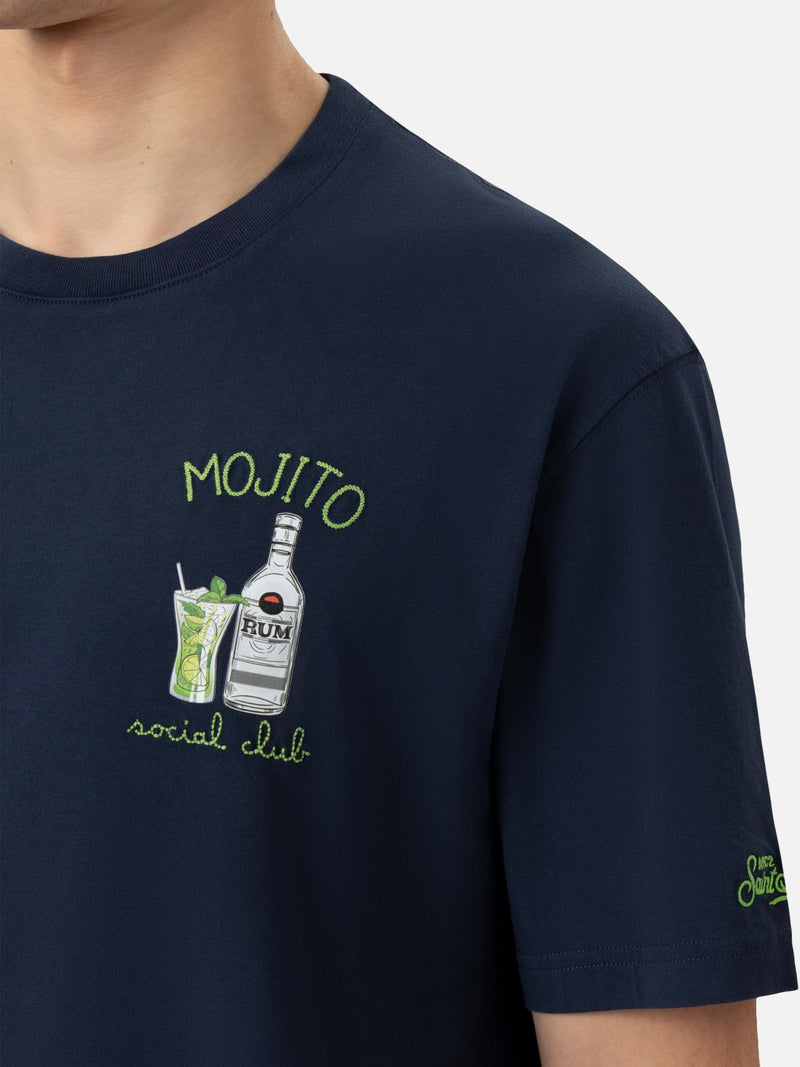 Organic cotton T-shirt with mojito tonic, please! embroidery