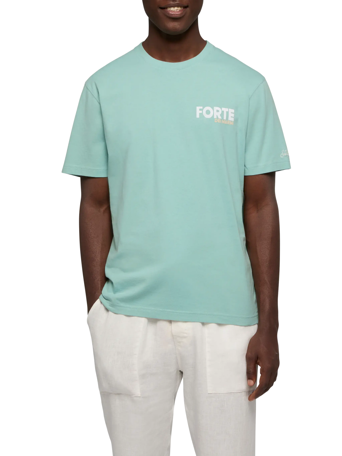 Cotton T-shirt with Forte postcard print
